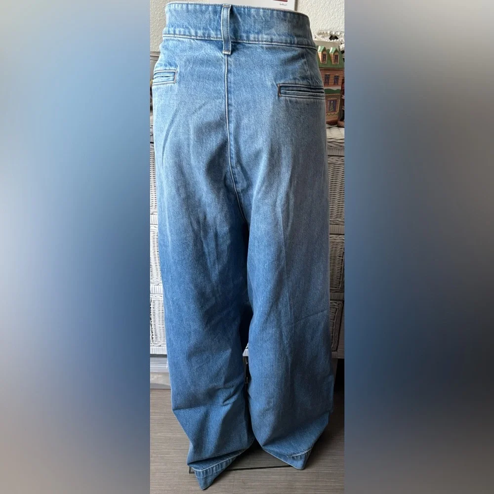 J. Crew Essential Cotton Jeans Wide Legs High Rise Ruth Blue Wash Plus Size 36W